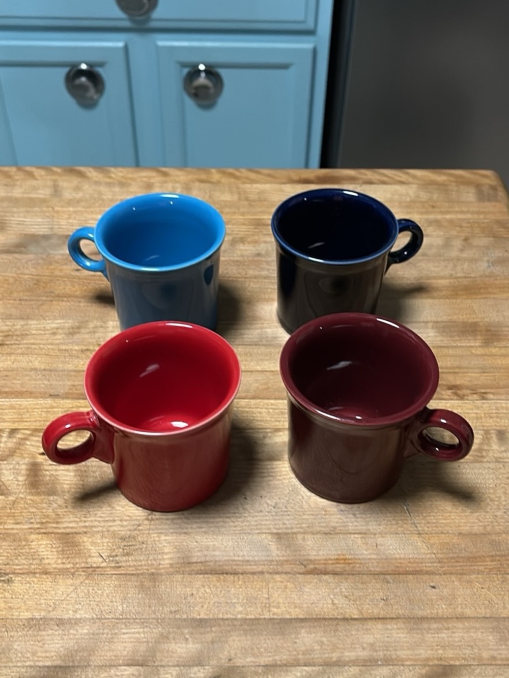 Fiesta Four-Piece coffee Cup Set - Red, Light Blue, Navy, Burgundy